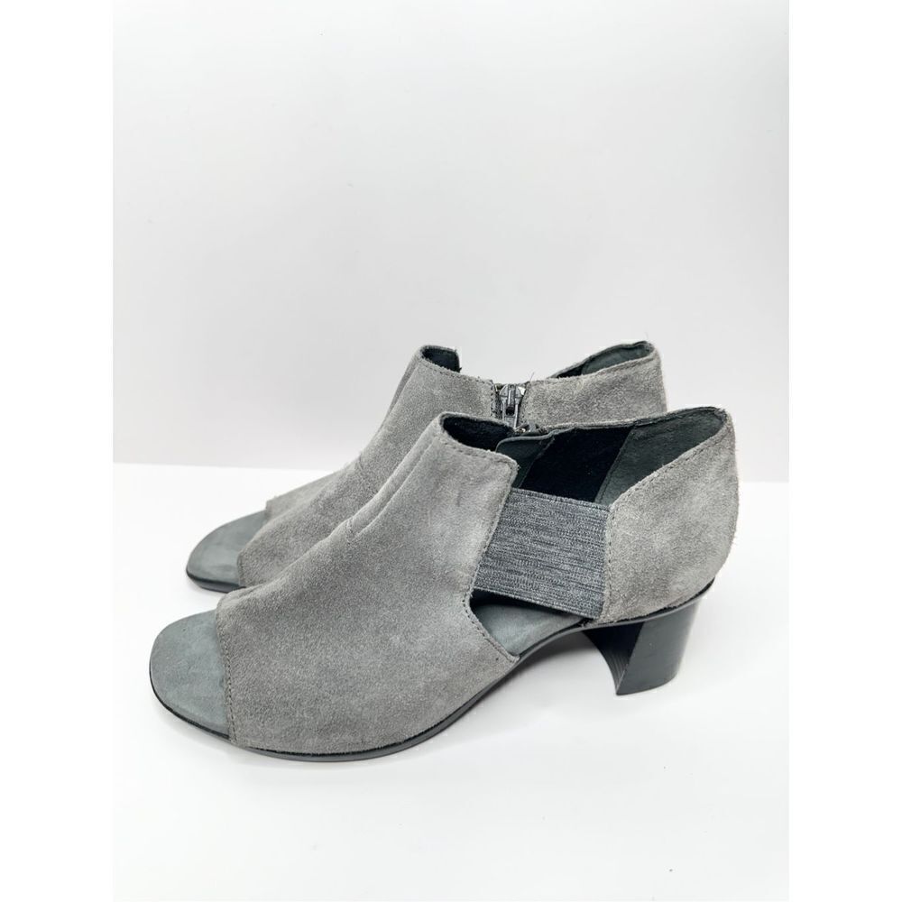 Munro Heels Womens Size 6.5 Suede Sable Ash Gray Shooties Open Toe‎ Block Heel